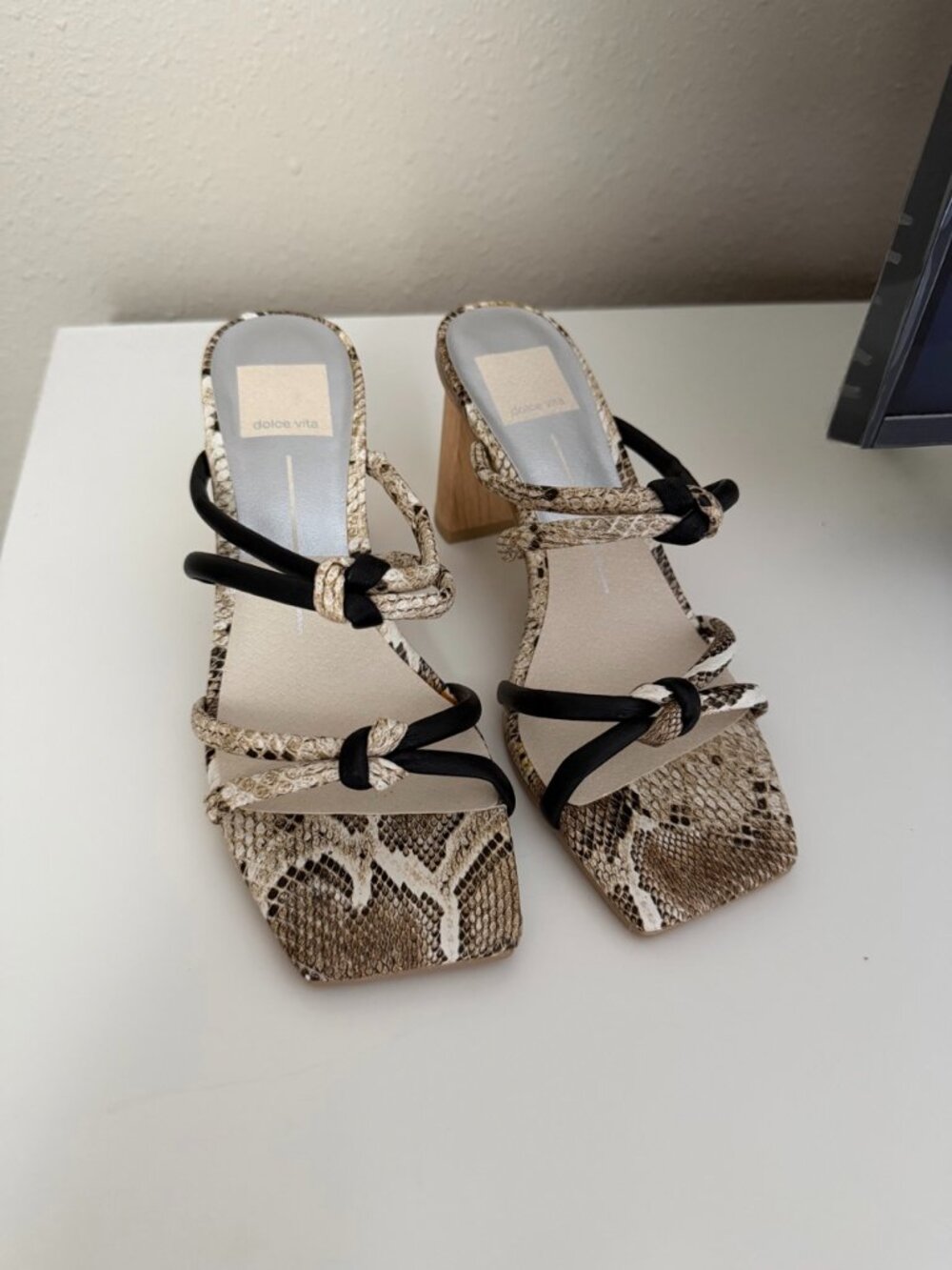 Dolce Vita Snake-Print Block Heel Sandals